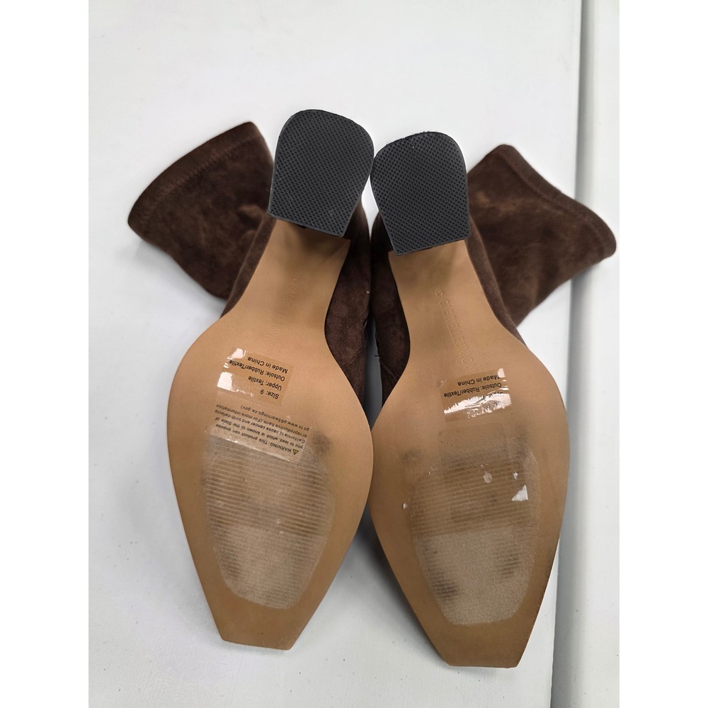 Gabrielle Union Brown Suede Square Toe Block Heel Ankle Boots Women's Size 9 - Picture 6 of 8